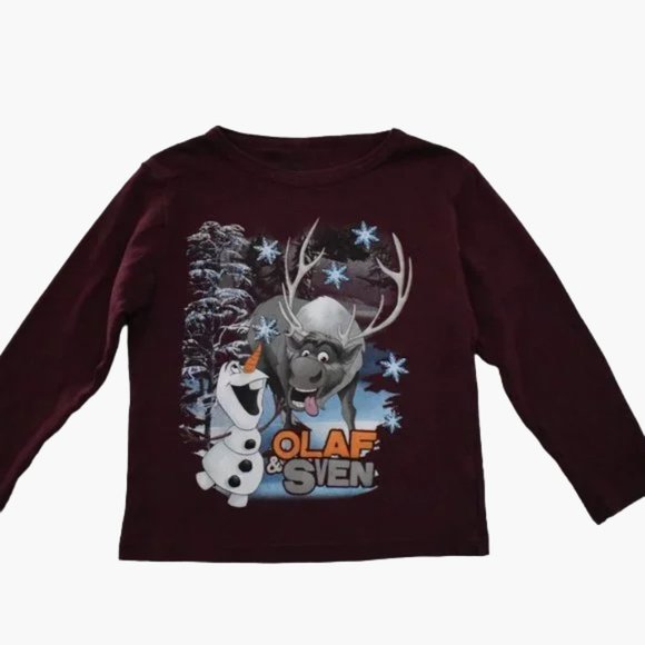 Disney Frozen Olaf and Sven Long Sleeve Top 4T - Picture 1 of 9